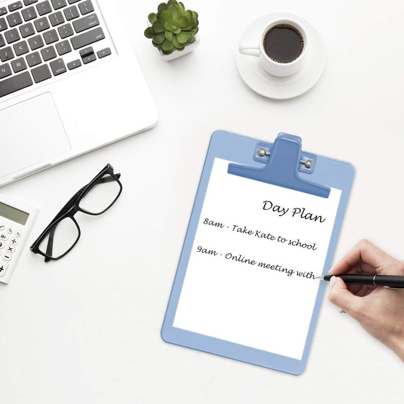 Acrimet Clipboard Memo Size A5 (9 1/4" x 6 1/3") Premium Metal Clip (Plastic) (Blue Color) (6 Pack) - Image 2